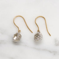 19th Century Old Mine Cut Crystals in Silver & Gold Earrings