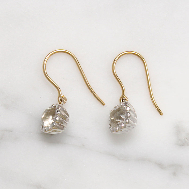 19th Century Old Mine Cut Crystals in Silver & Gold Earrings