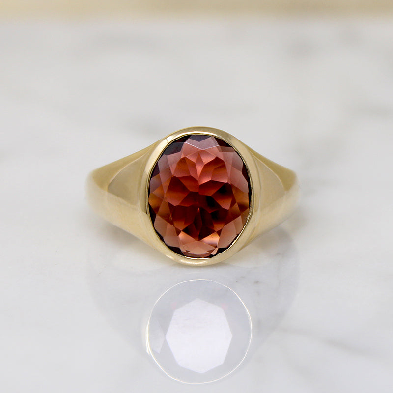 Hypnotic Almandine Garnet Signet Ring by 720