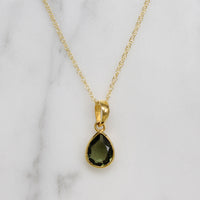 Radiant Moldavite in Gold Bezel Necklace by 720