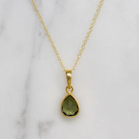 Radiant Moldavite in Gold Bezel Necklace by 720