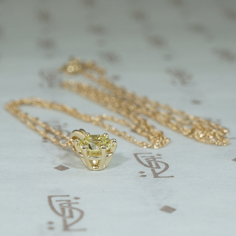 Sparkling Yellow Diamond Solitaire Pendant