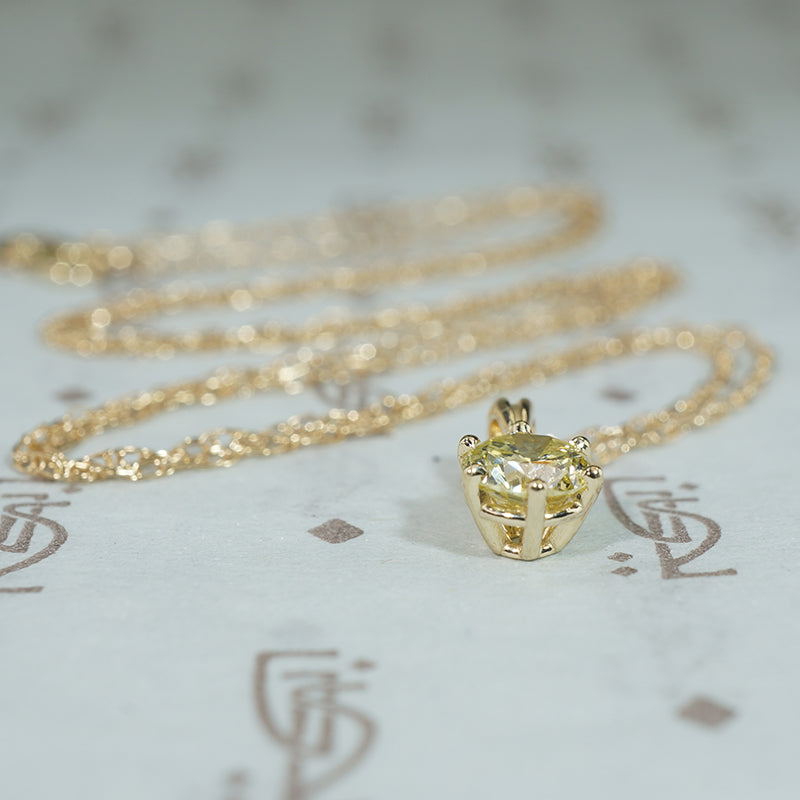 Pretty Yellow 1/2ct Diamond Solitaire Pendant