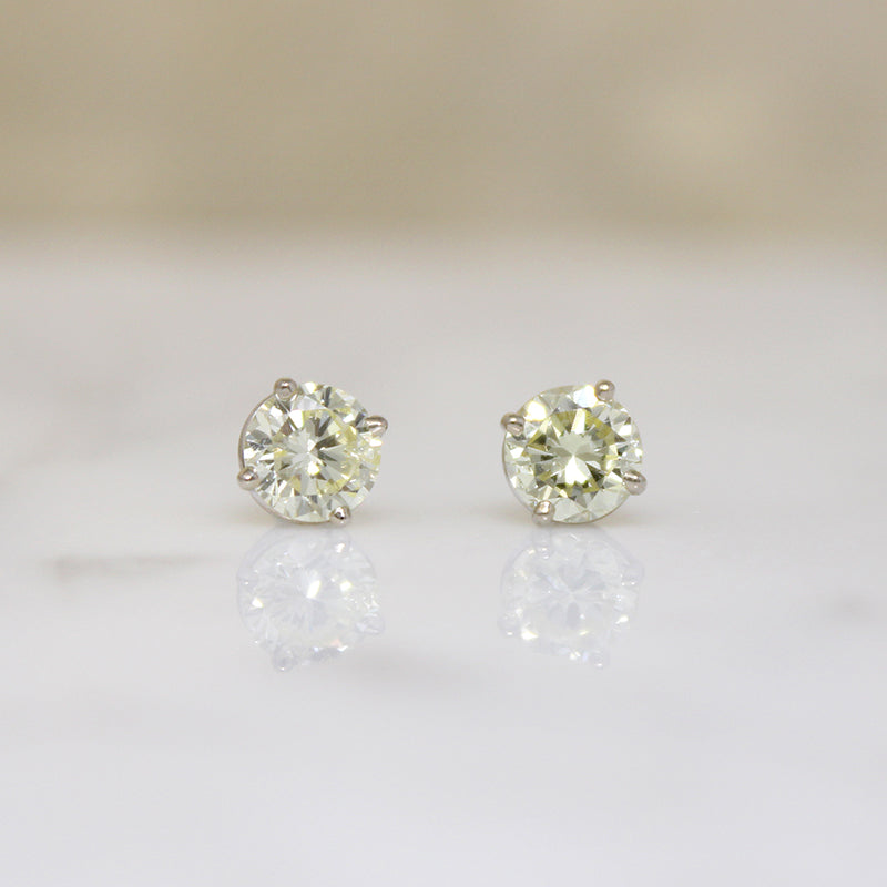 Sparkling 1.14tcw Fancy Light Yellow Diamond Studs