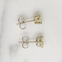 Sparkling 1.14tcw Fancy Light Yellow Diamond Studs
