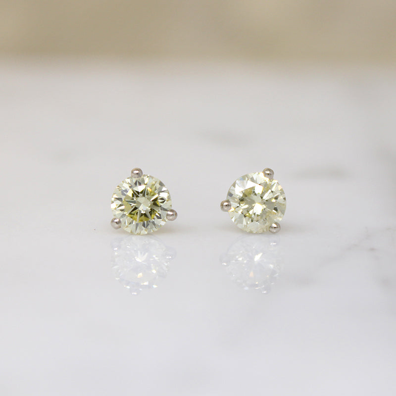 Effervescent 1.07tcw Fancy Light Yellow Diamond Studs