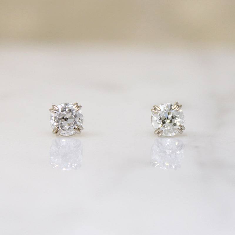 Charismatic .80tcw Old Mine Cut Diamond Stud Earrings