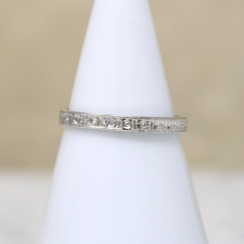 Diamonds & Flowers Artisan White Gold Band by 720