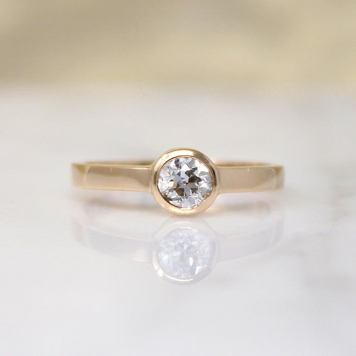Old Mine Cut Diamond in 14k Gold Bezel Solitaire by 720