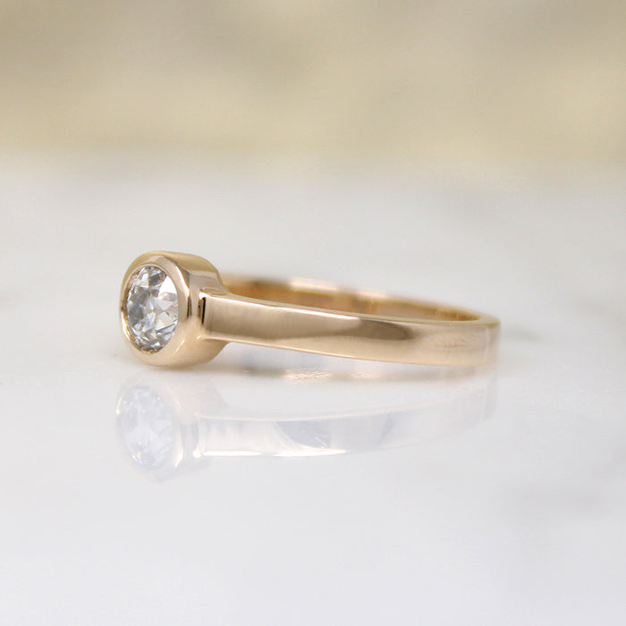 Old Mine Cut Diamond in 14k Gold Bezel Solitaire by 720