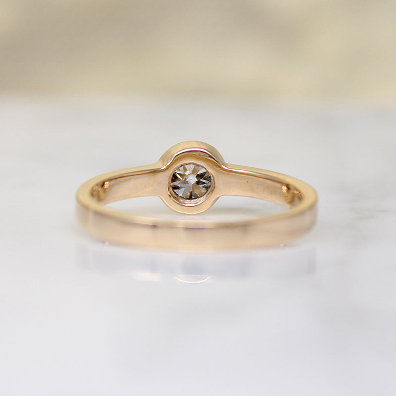 Old Mine Cut Diamond in 14k Gold Bezel Solitaire by 720