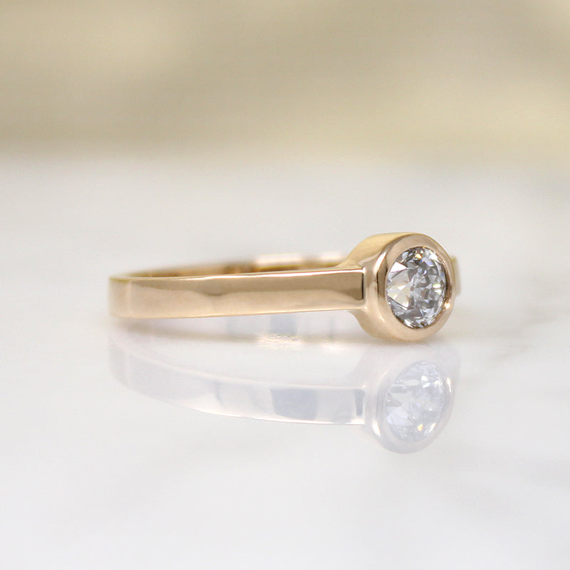 Old Mine Cut Diamond in 14k Gold Bezel Solitaire by 720