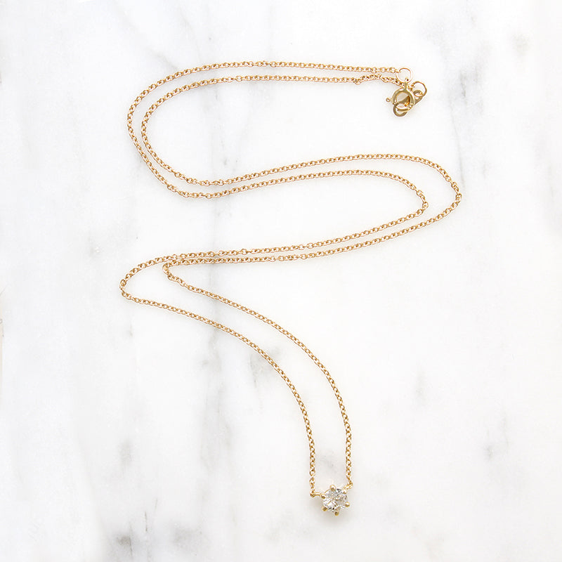 Old European Cut Diamond in Gold Solitaire Necklace by 720