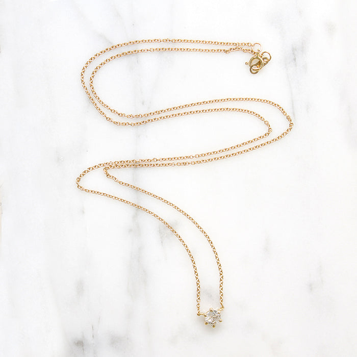 Old European Cut Diamond in Gold Solitaire Necklace by 720