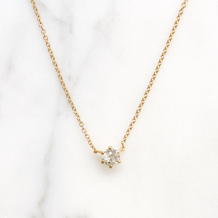 Old European Cut Diamond in Gold Solitaire Necklace by 720