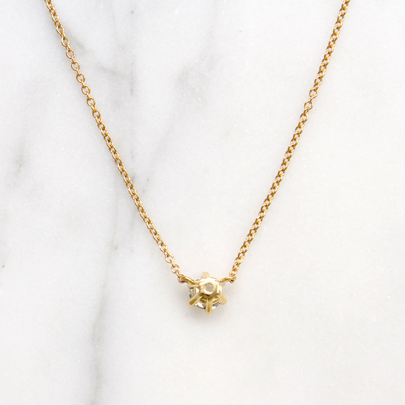 Old European Cut Diamond in Gold Solitaire Necklace by 720