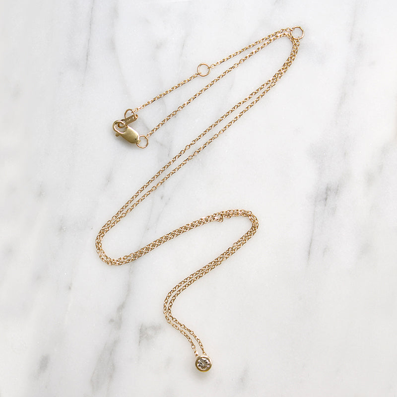 Dainty Vintage Diamond in Gold Bezel Pendant by 720