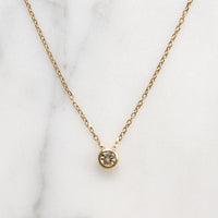 Dainty Vintage Diamond in Gold Bezel Pendant by 720