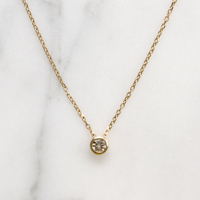 Dainty Vintage Diamond in Gold Bezel Pendant by 720