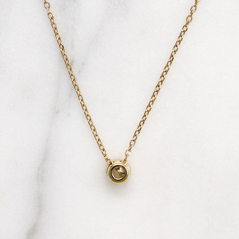 Dainty Vintage Diamond in Gold Bezel Pendant by 720