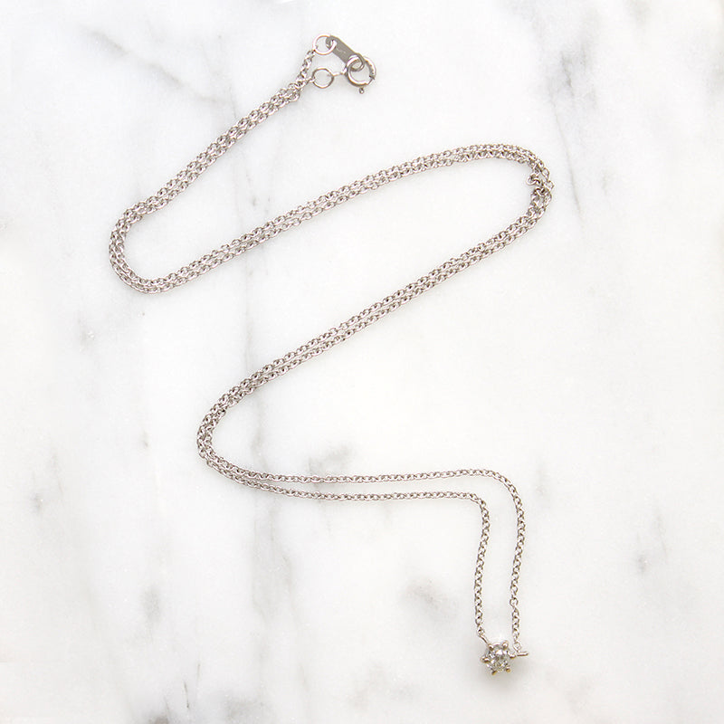 Old Mine Cut Diamond in White Gold Solitaire Pendant by 720