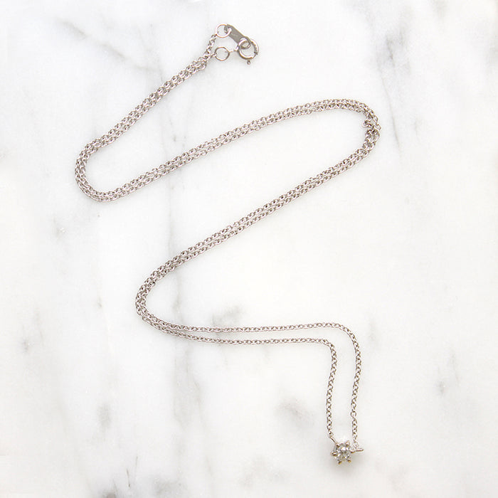 Old Mine Cut Diamond in White Gold Solitaire Pendant by 720
