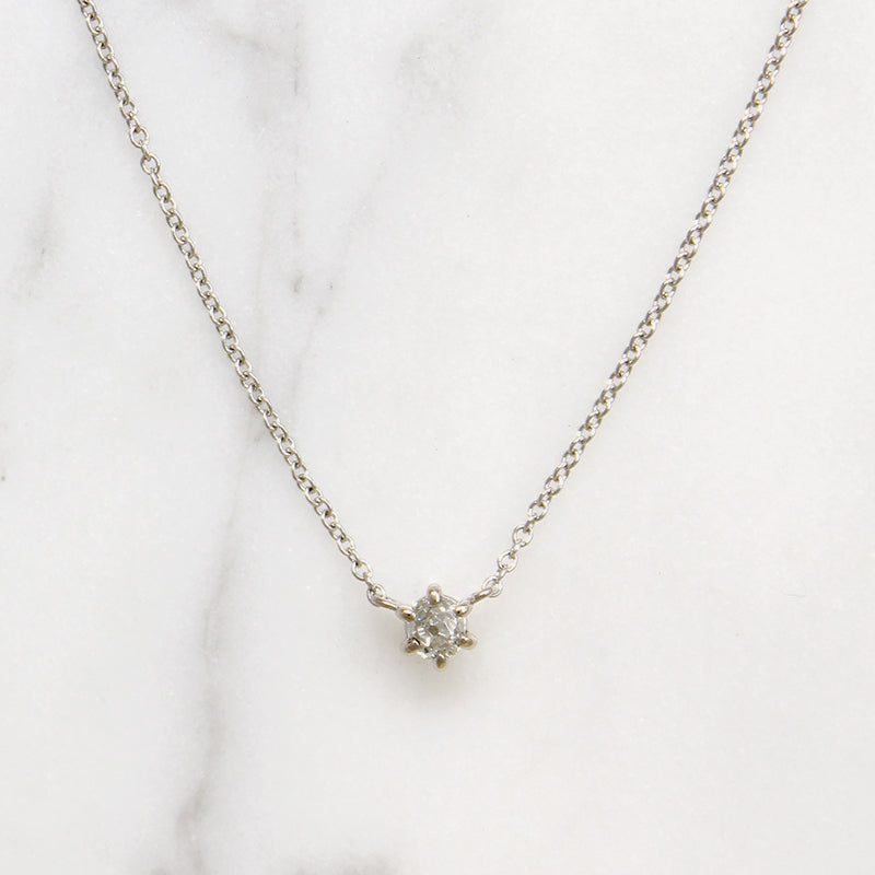 Old Mine Cut Diamond in White Gold Solitaire Pendant by 720