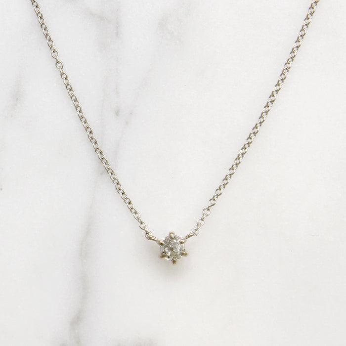 Old Mine Cut Diamond in White Gold Solitaire Pendant by 720