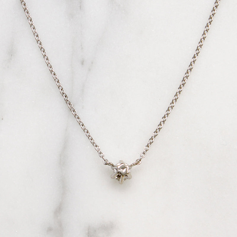 Old Mine Cut Diamond in White Gold Solitaire Pendant by 720