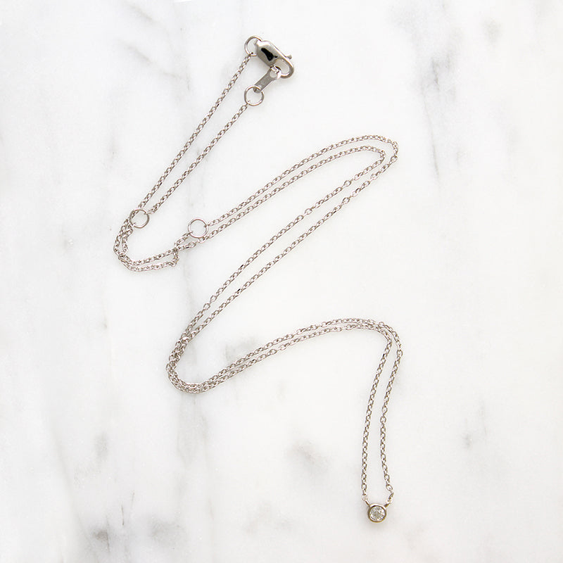 Petite Vintage Diamond in White Gold Bezel Pendant by 720