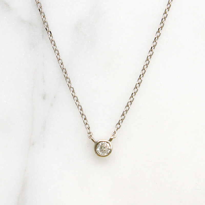 Petite Vintage Diamond in White Gold Bezel Pendant by 720