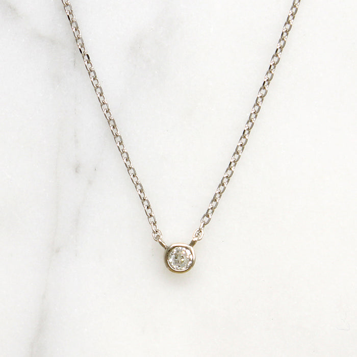 Petite Vintage Diamond in White Gold Bezel Pendant by 720