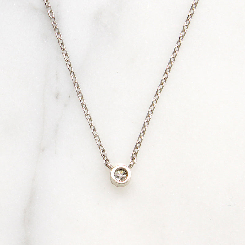 Petite Vintage Diamond in White Gold Bezel Pendant by 720