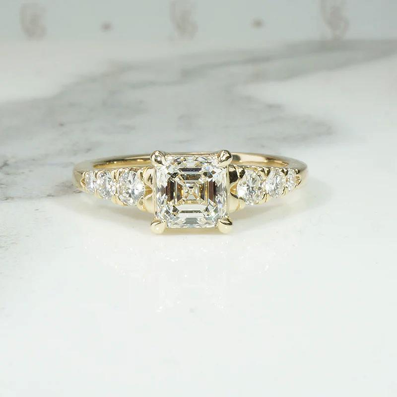 Exquisite 1.04ct Emerald Step Cut Diamond Engagement Ring