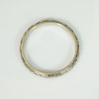 Vintage Forget-Me-Not White Gold Engraved Band