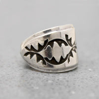 Sterling Spoon Ring with Navajo Rocker Designs