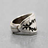 Sterling Spoon Ring with Navajo Rocker Designs