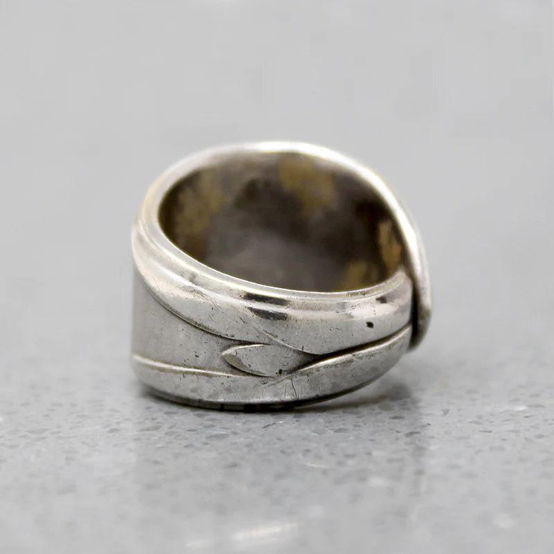 Sterling Spoon Ring with Navajo Rocker Designs