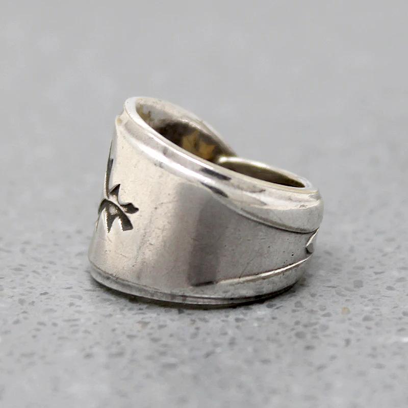 Sterling Spoon Ring with Navajo Rocker Designs