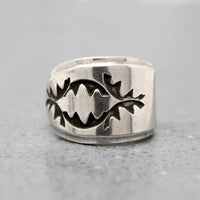 Sterling Spoon Ring with Navajo Rocker Designs