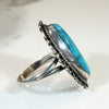 Turquoise Colored Glass in Sterling Filigree Ring