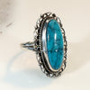 Turquoise Colored Glass in Sterling Filigree Ring