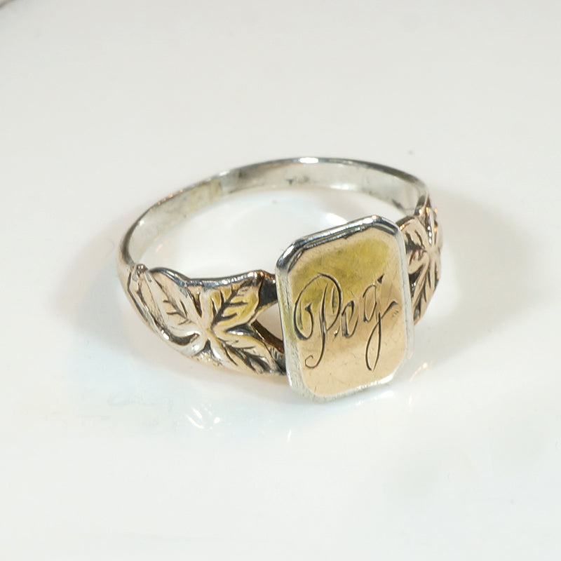 Peg's Poison Ivy Silver Gilt Signet Ring