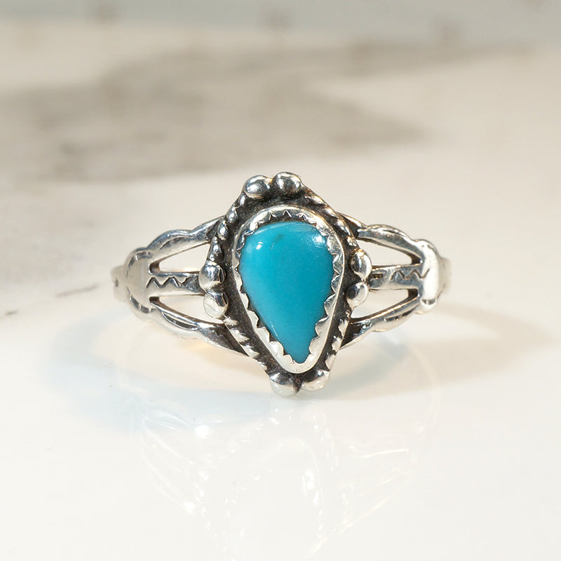 Dainty Turquoise & Sterling Silver Navajo Ring