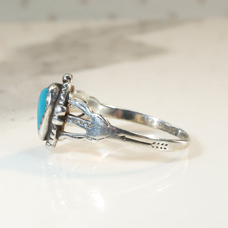 Dainty Turquoise & Sterling Silver Navajo Ring