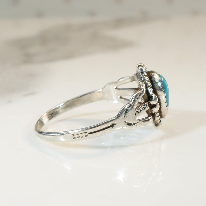 Dainty Turquoise & Sterling Silver Navajo Ring