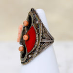 Wild Art Deco Sterling & Enamel Cameo Ring