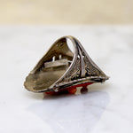 Wild Art Deco Sterling & Enamel Cameo Ring