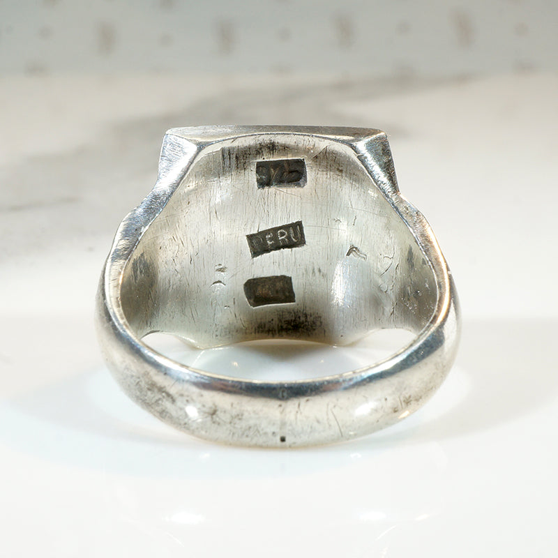 Peruvian Llama Signet Ring in Silver & 18k Gold