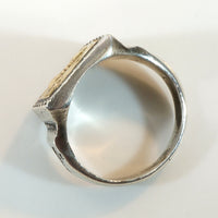 Peruvian Llama Signet Ring in Silver & 18k Gold